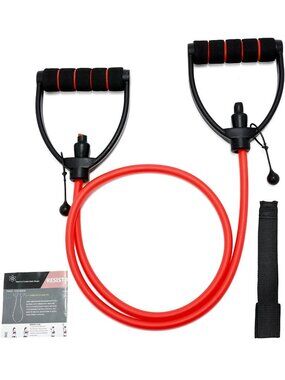 ✨Single Resistance Band Tube with D Handles Door Anchor Red Workout Set